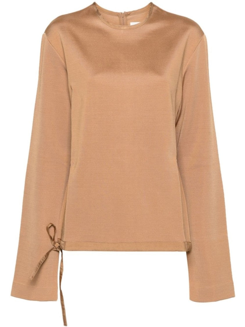 Jil Sander Brown Minimalist Viscose Bomber Jacket