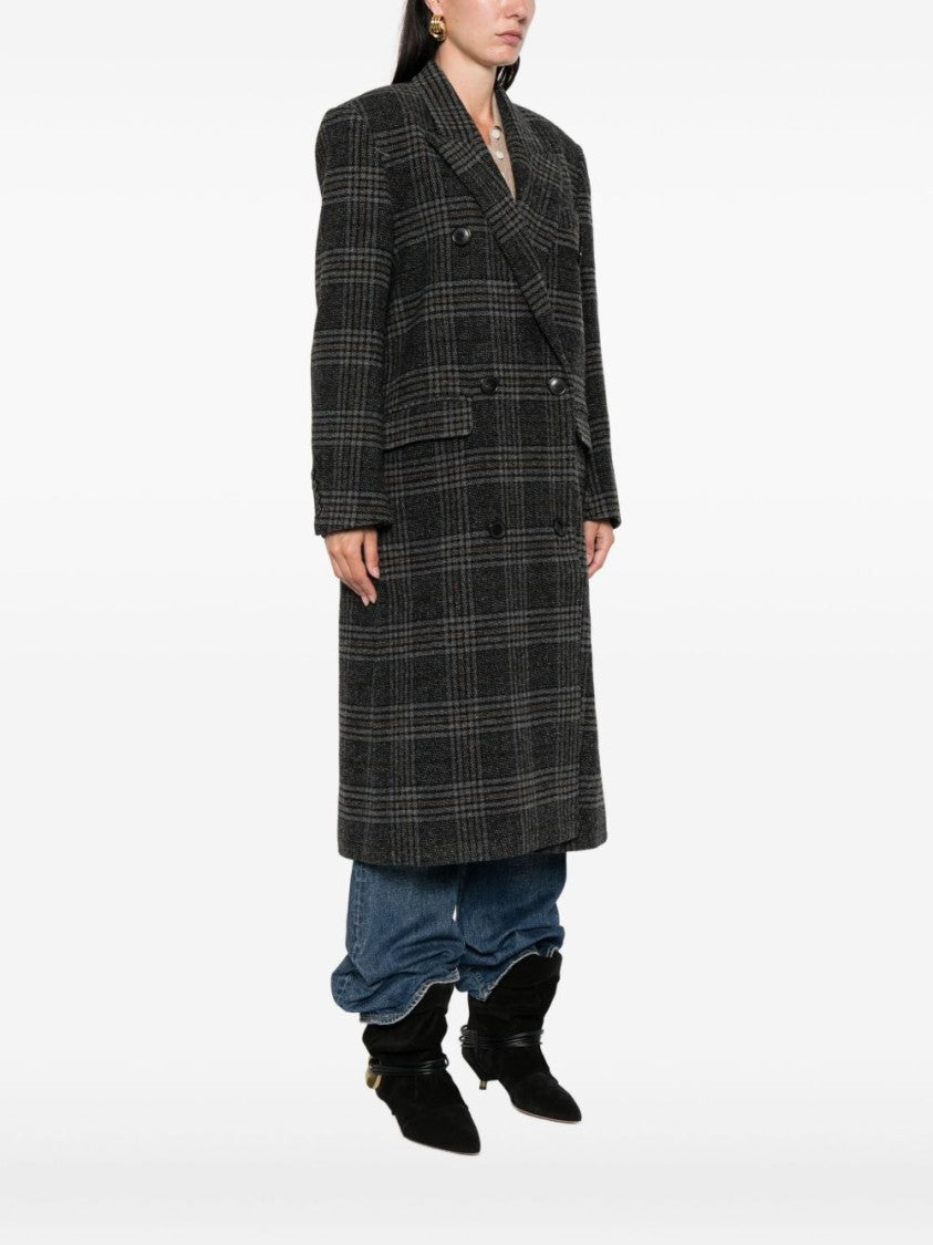 Isabel Marant Étoile Double-Breasted Grey Plaid Coat With Structured Silhouette