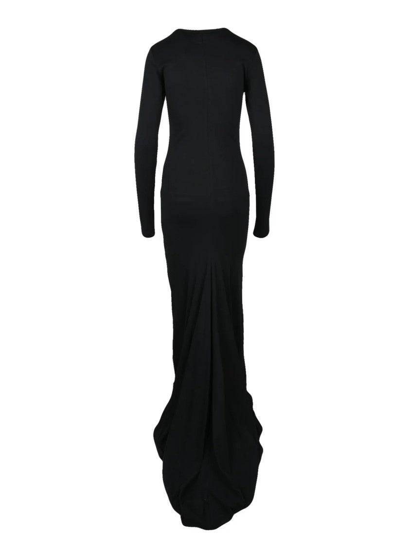 Ann Demeulemeester Black Asymmetric Deconstructed Cotton Maxi Dress