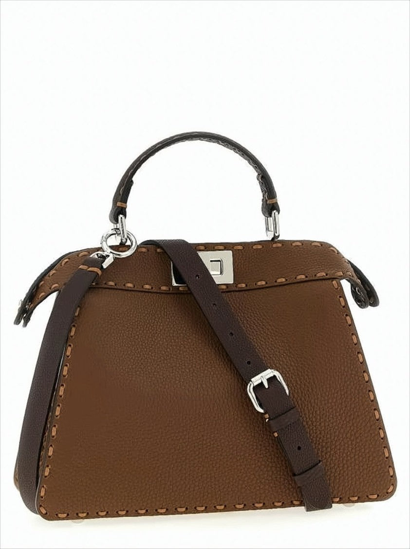 Fendi Trapezoidal Calf Leather Shoulder Bag