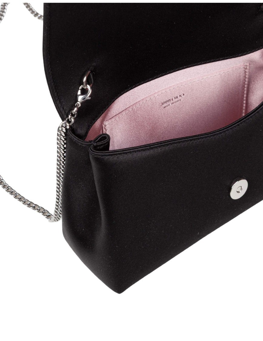 Jimmy Choo Mini Soft Bow Bag In Black Satin