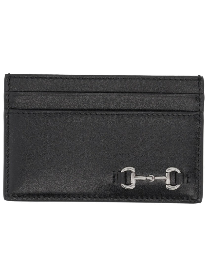 Gucci Black Leather Horsebit Card Holder
