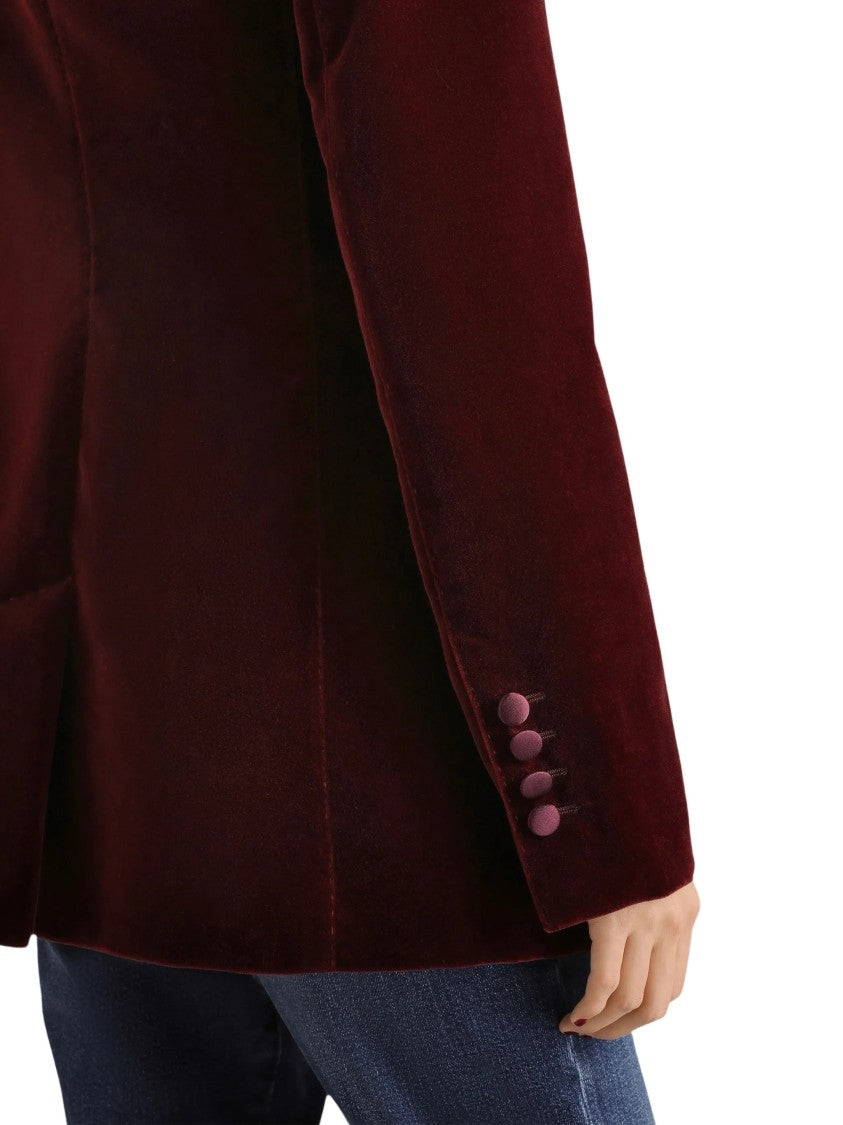 Dolce & Gabbana Turlington-Shaped Velvet Jacket With Peak Lapels And Contrasting Trims