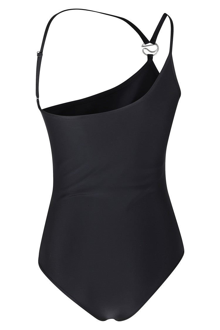 Coperni Black One Shoulder Asymmetrical Polyamide Swimsuit