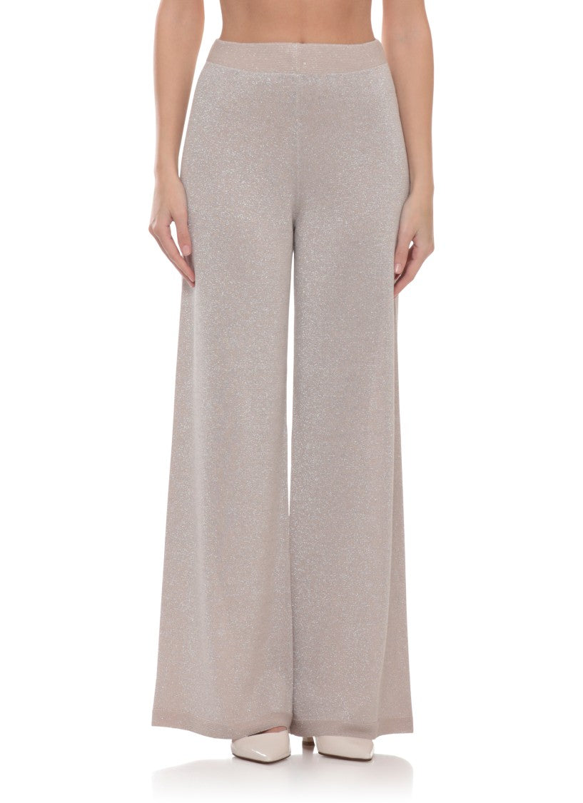 D. Exterior Lurex Straight-Leg Pants