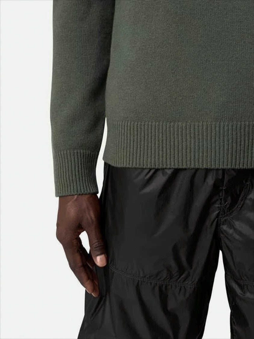 Stone Island Crew Neck Wool-Polyamide Blend Sweater With Signature Patch