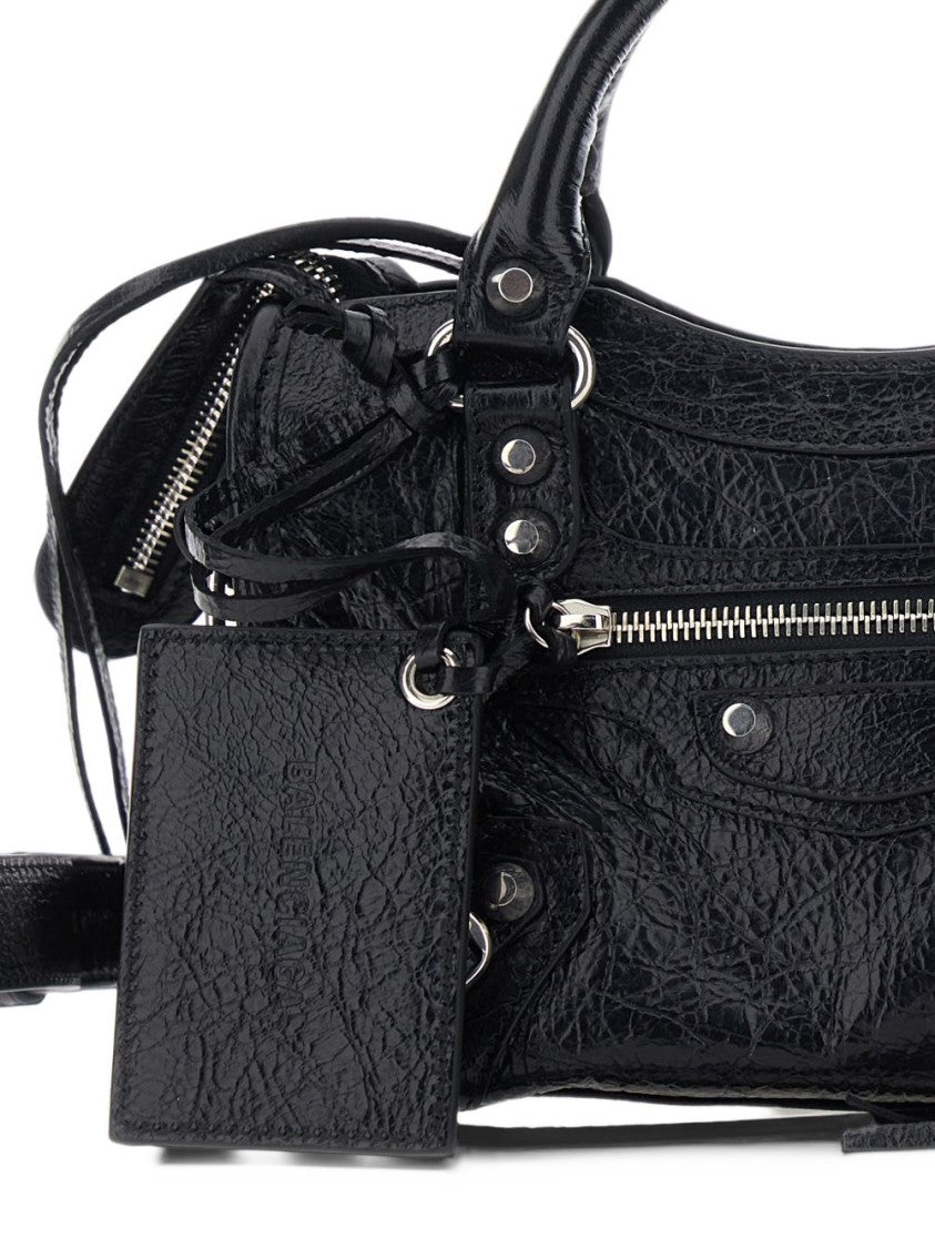 Balenciaga Textured Lambskin Silver-Tone Accents Top Handle Bag
