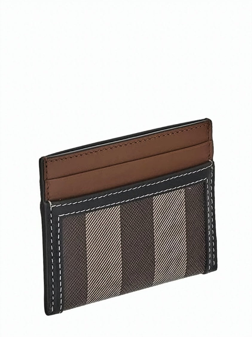 Burberry Two-Tone Leather Card Case With Classic Check Design