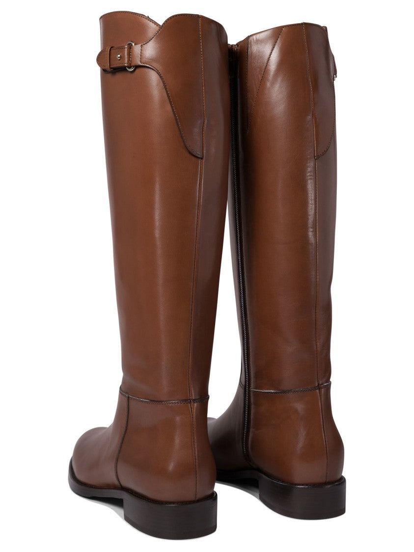 Maretto Brown Ankle Boots With Buckle Detail