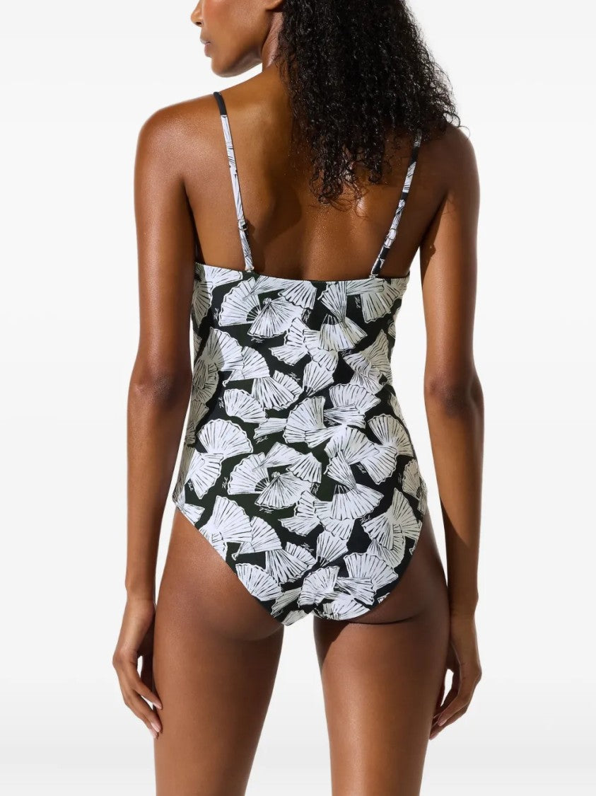 Karl Lagerfeld One-Piece Swimsuit With Abstract Fan Pattern