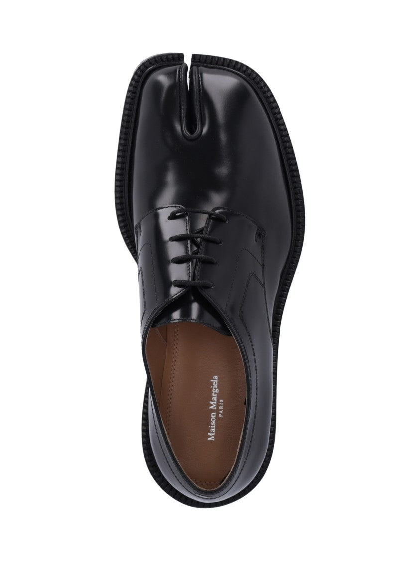 Maison Margiela Black Brushed Leather Tabi Derby Shoes