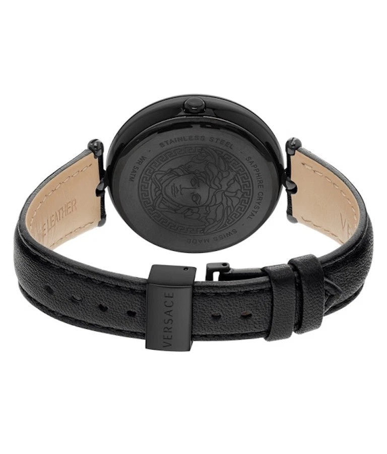 Versace Greca Logo 38Mm Women's Analog Watch With Blue Leather Strap