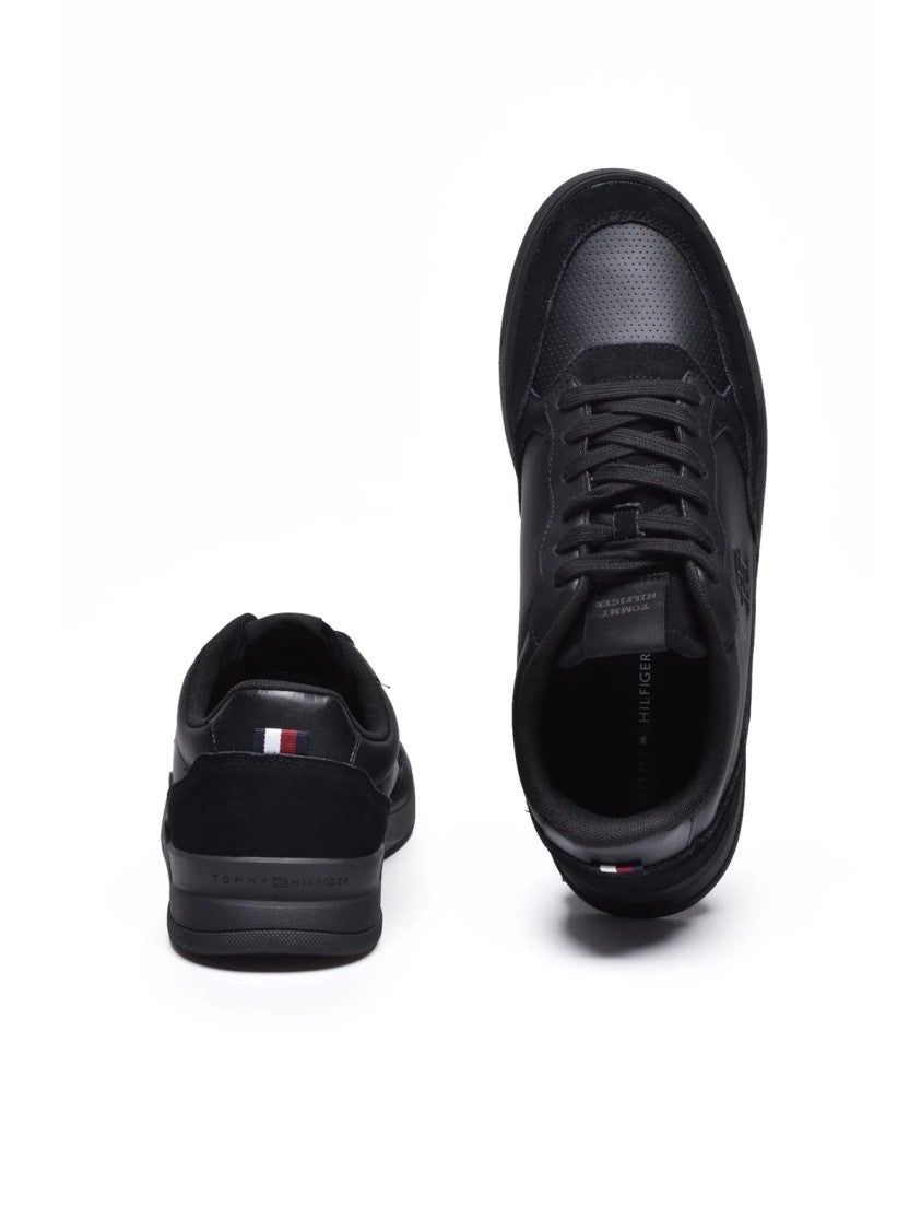 Tommy Hilfiger Black Leather Cupsole Sneakers