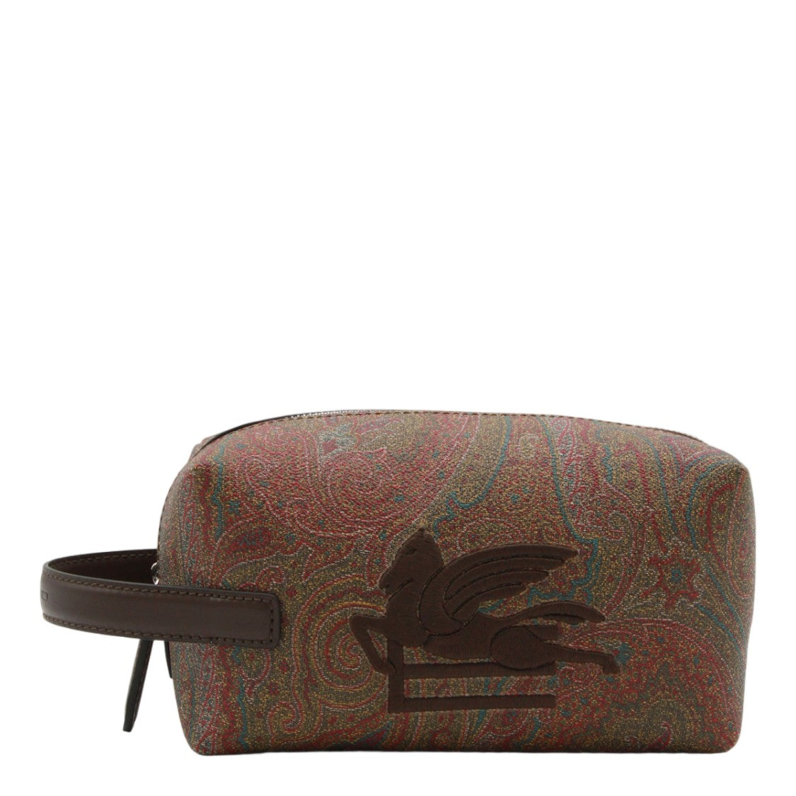 Etro Rectangular Toiletry Bag With Paisley Pattern And Winged Horse Emblem