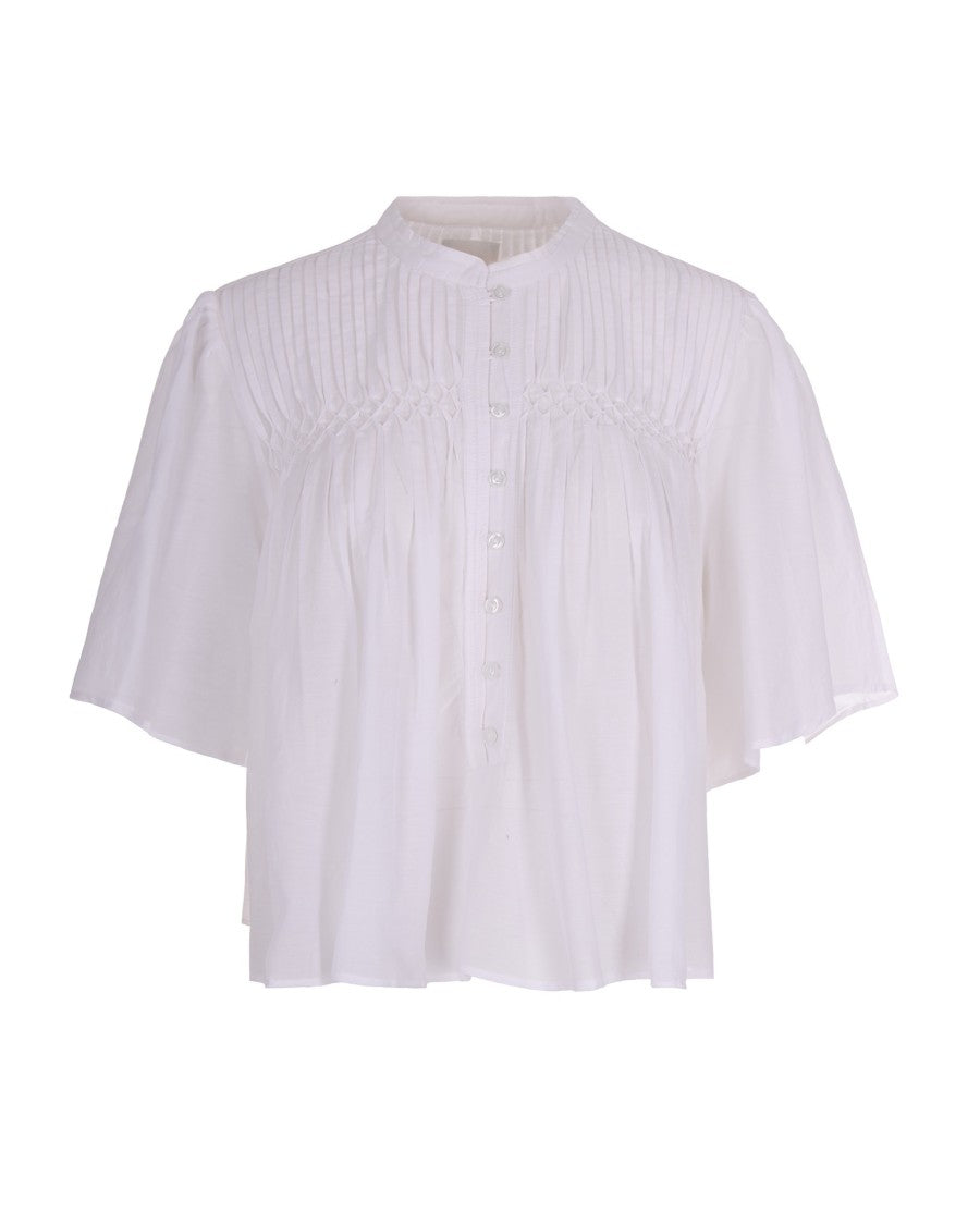 Isabel Marant Étoile Lightweight Cotton Voile Top With Smocked Detailing
