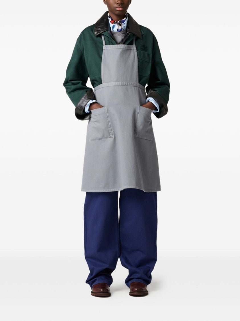 Miu Miu Grey Gabardine Garment-Dyed Straight Pants