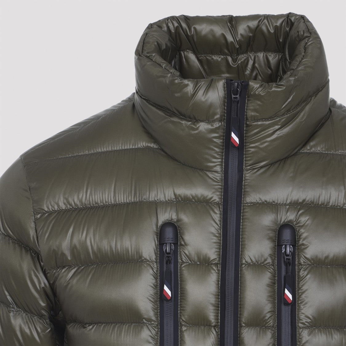 Moncler Grenoble Olive Padded Jacket With Stand-Up Collar