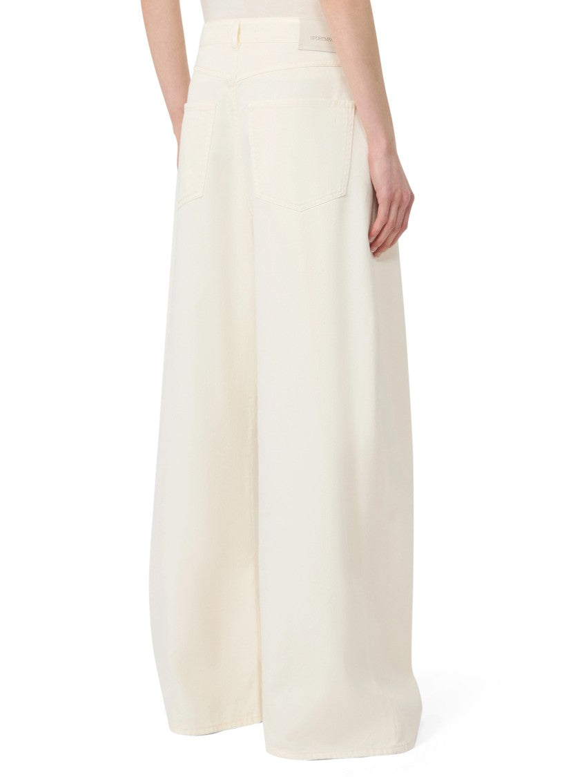 Sportmax Ultra-Wide Leg Cropped Jeans With Decorative Detail