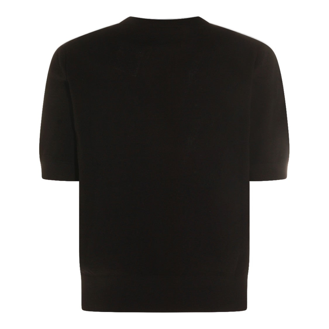 Piacenza Cashmere Short-Sleeved Black Knit Top With Textured Pattern
