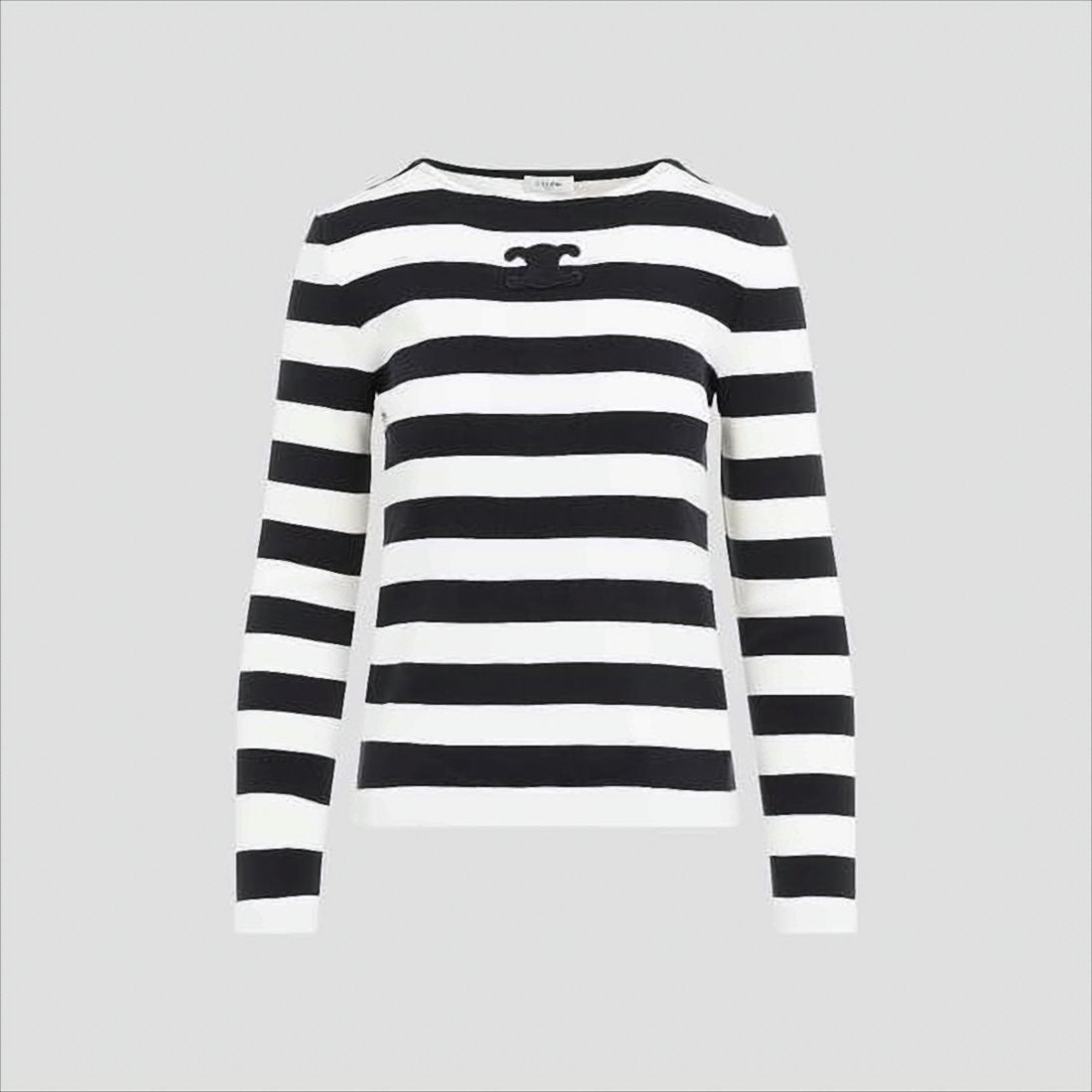 Celine Striped Long-Sleeved Top With Embroidered Emblem