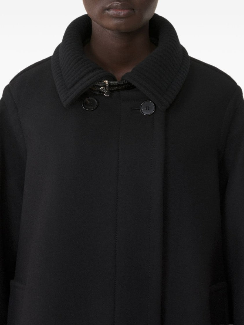 Lanvin Structured Short Coat With Ribbed Collar And Buckle Detail