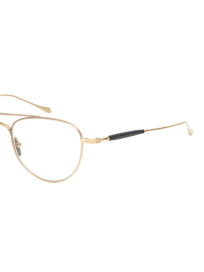 Masunaga Gold-Toned Titanium Oval Sunglasses With Minimalist Design