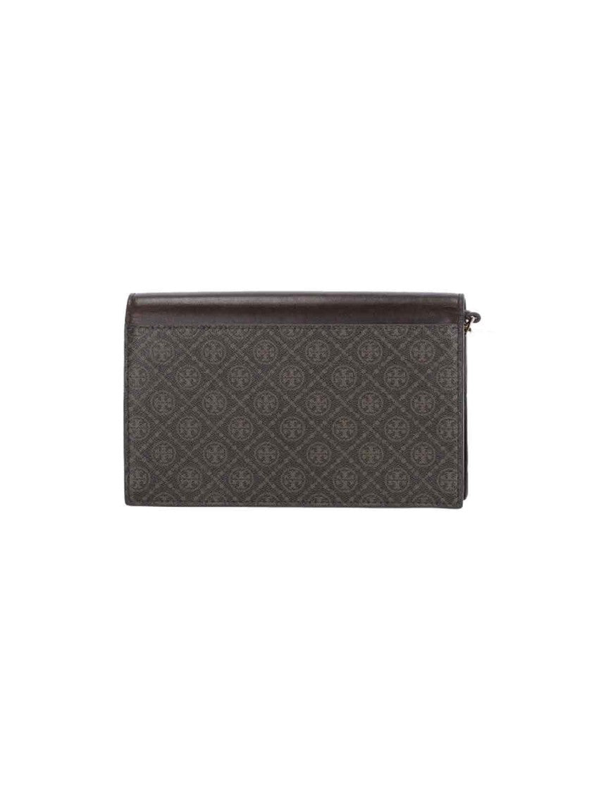 Tory Burch T Monogram Wallet With Chain – Brown