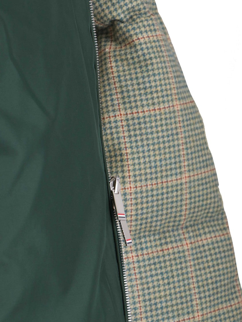 Thom Browne "Houndstooth Reversible" Down Jacket – Green/Black