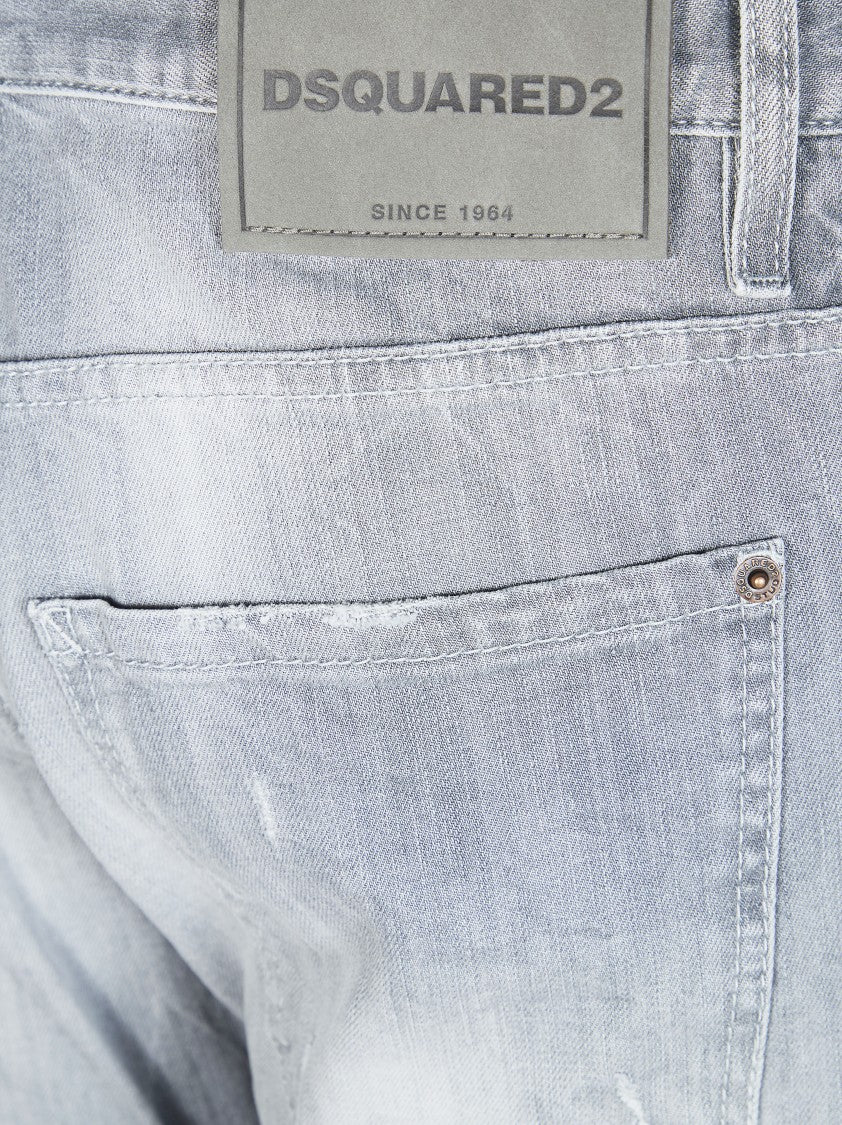 Dsquared2 Grey Slim Twst Distressed Faded Jeans
