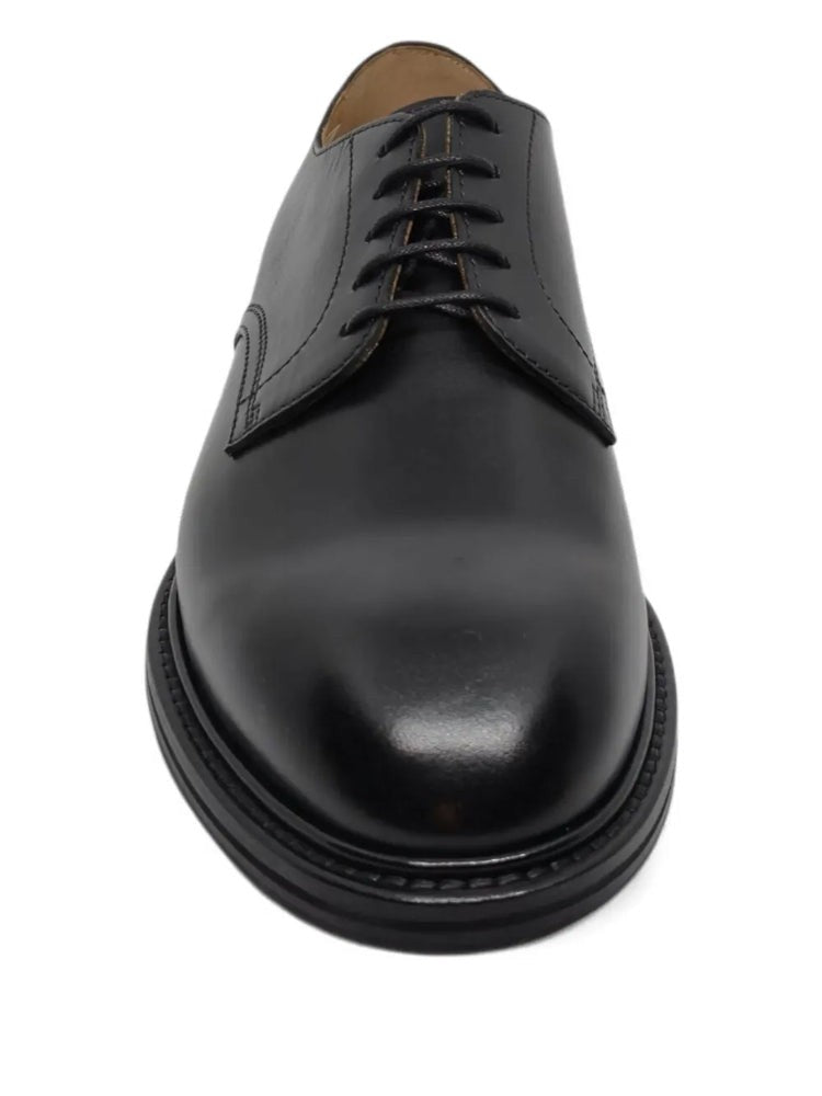 Henderson Black Derby Polished Closed Lacing Leather Formal Shoes