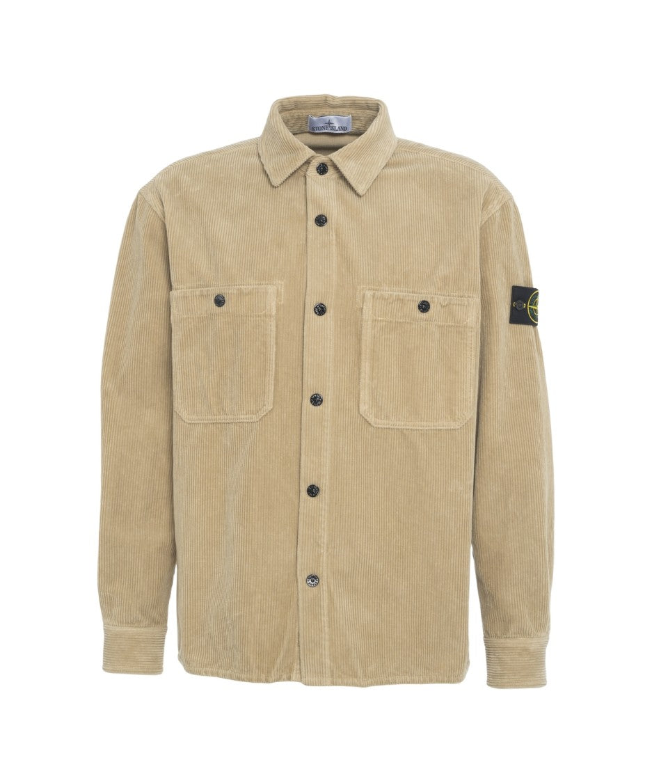 Stone Island Corduroy Overshirt With Classic Collar