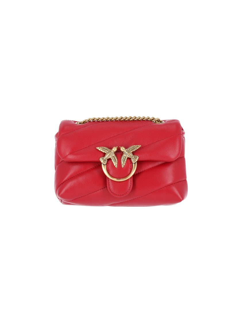 Pinko Red Love Puff Calfskin Shoulder Bag