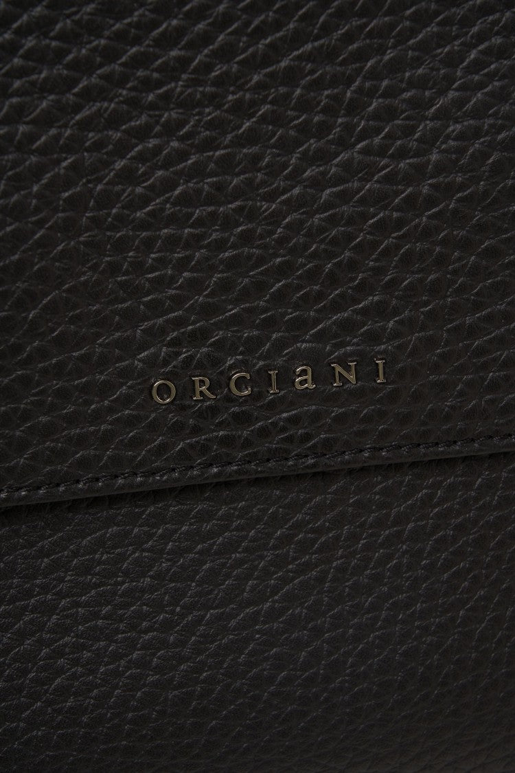 Orciani Textured Leather Handbag With Magnetic Flap Closure
