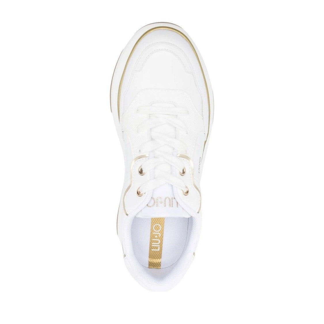 Liu Jo White June 16 Metallic Gold Accent Chunky Sneakers
