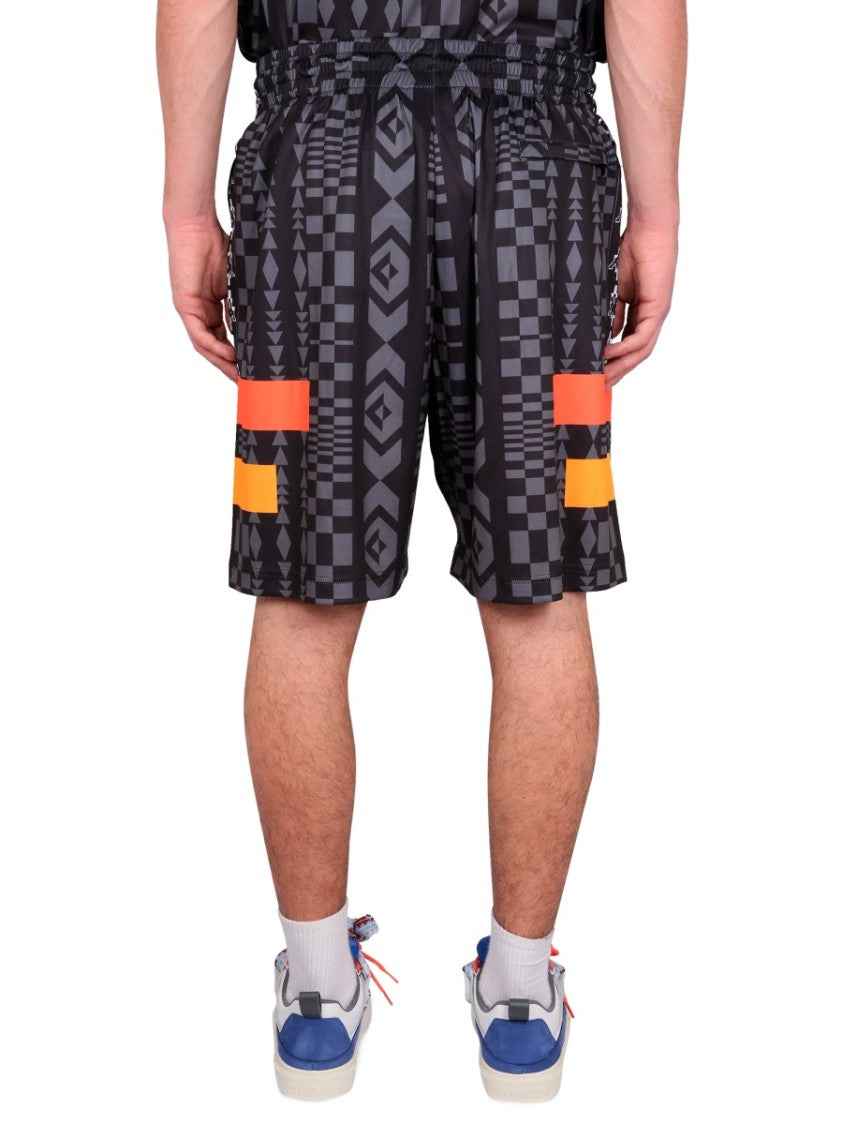 Marcelo Burlon Bermuda Shorts With Geometric Pattern And Elastic Waistband