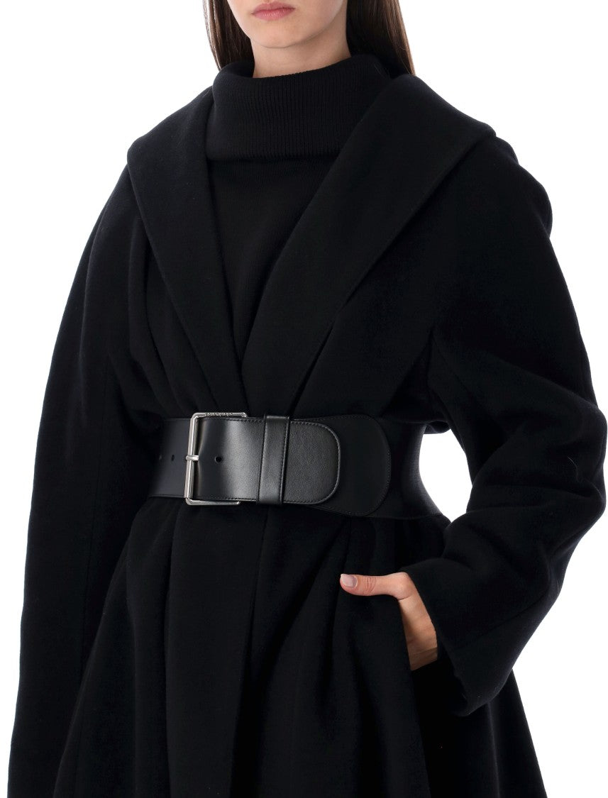 Balenciaga Black Wool Wrap Coat