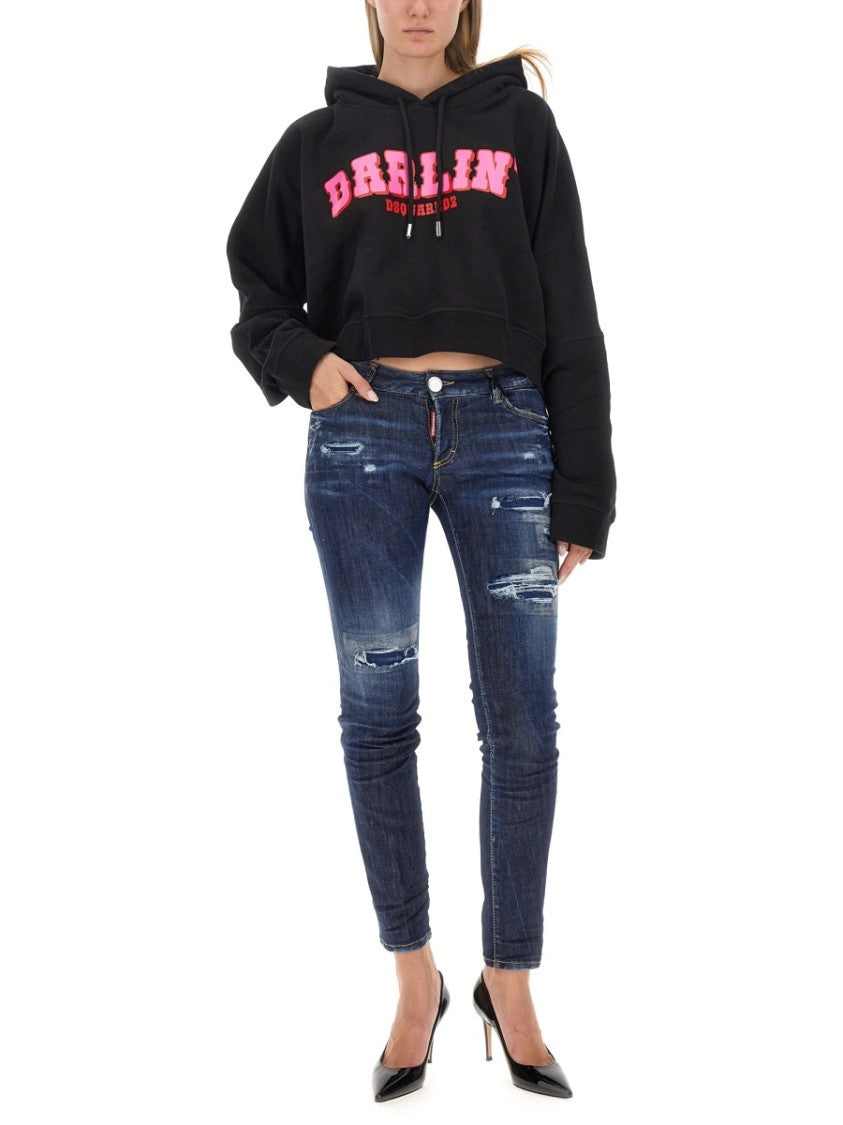 Dsquared2 Cropped Hoodie With Bold Logo