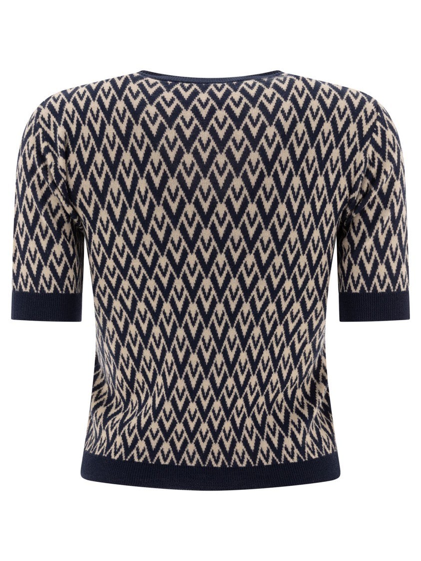 Valentino Beige Short-Sleeved Knit Top