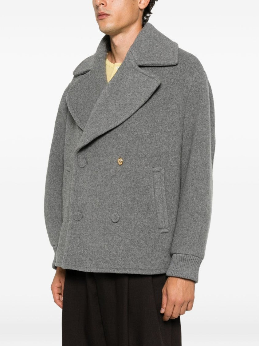 Moschino Ribbed Cuff Double-Breasted Boxy Jacket