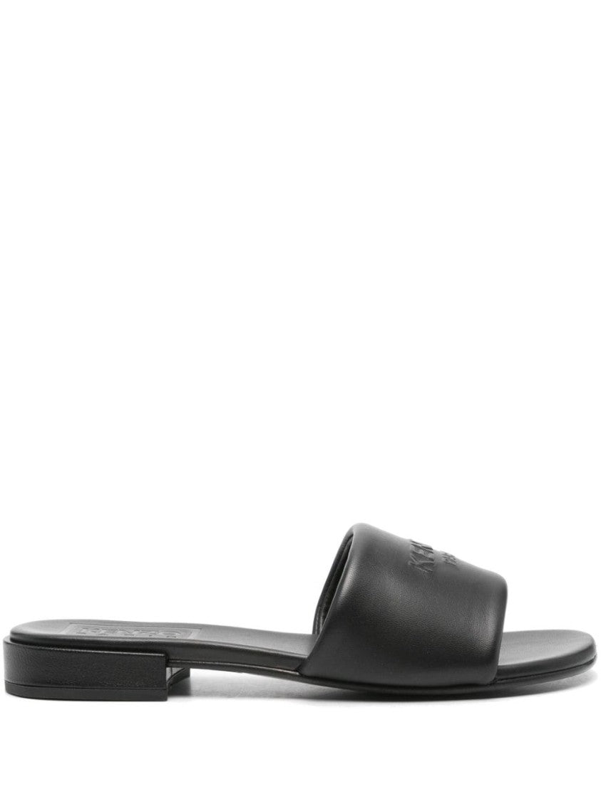 Kenzo Smooth Grain Black Calf Leather Sandals