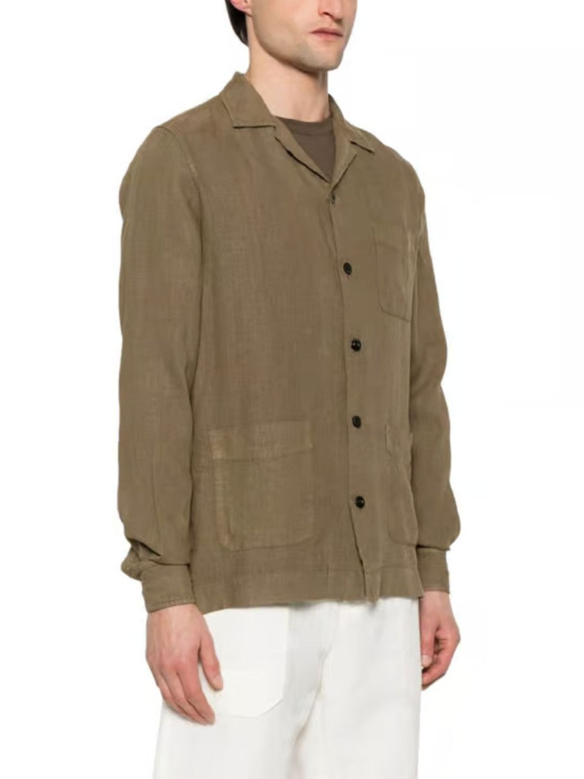 Boglioli Relaxed Fit Brown Linen Shirt
