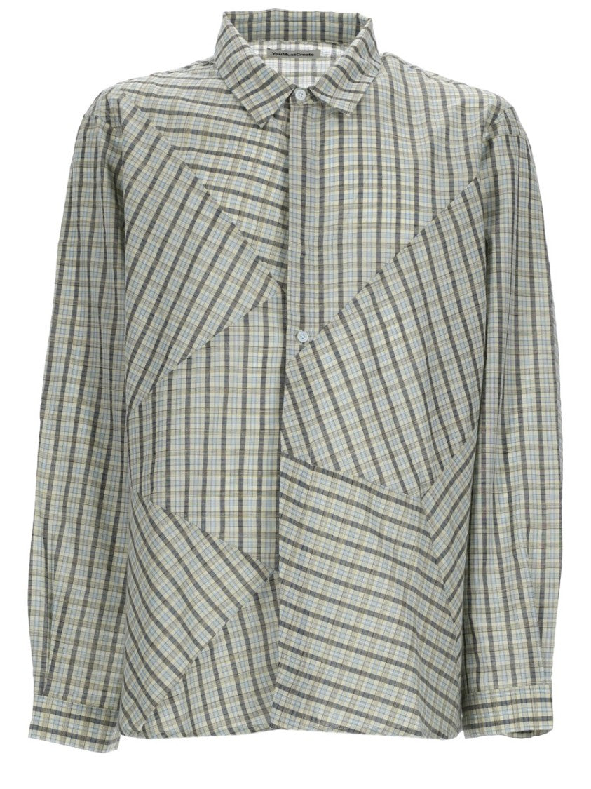Ymc Multicolor Substance Geometric Patchwork Plaid Cotton Shirt