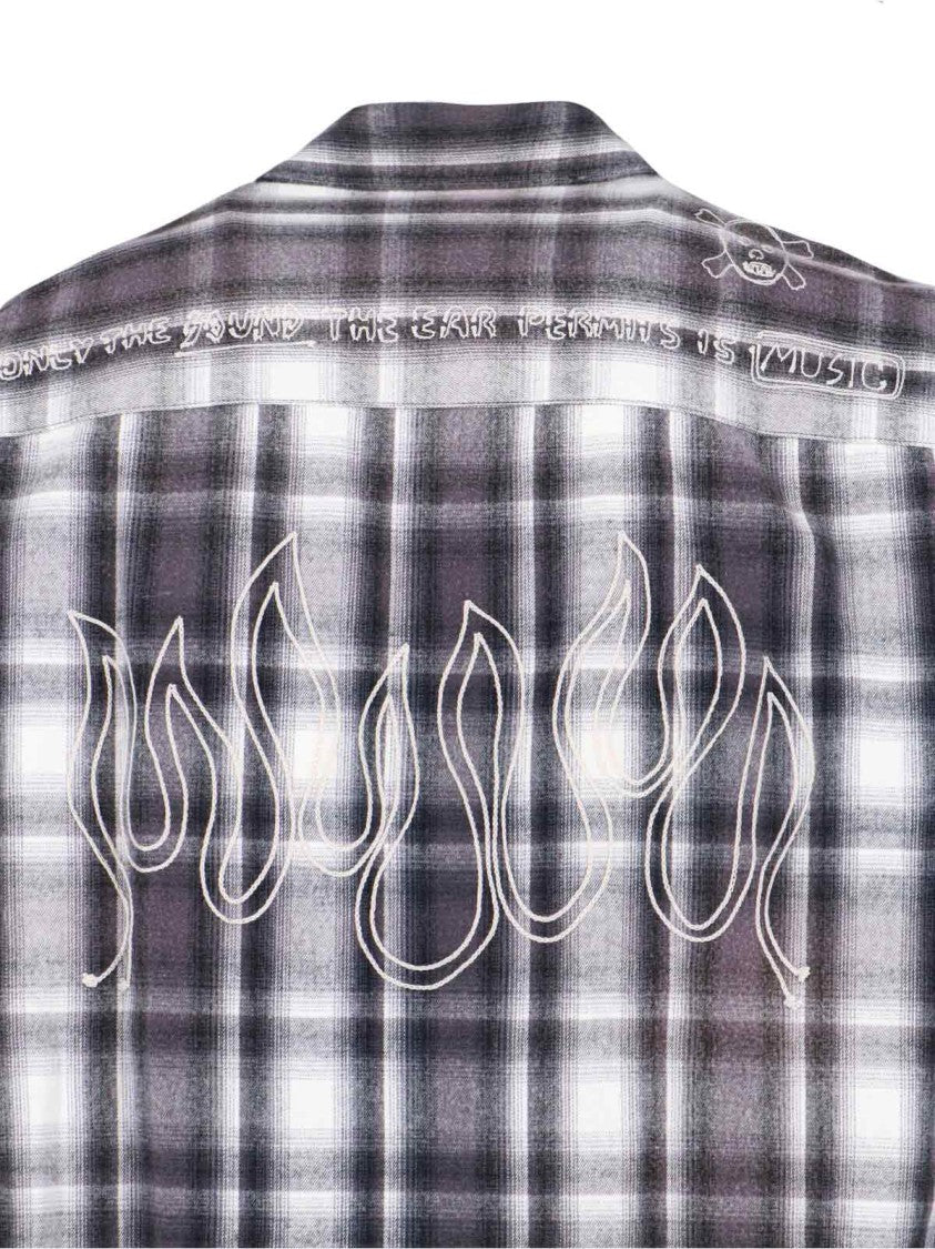Maison Mihara Yasuhiro Vintage Check Cotton Shirt With Multicolor Embroidery