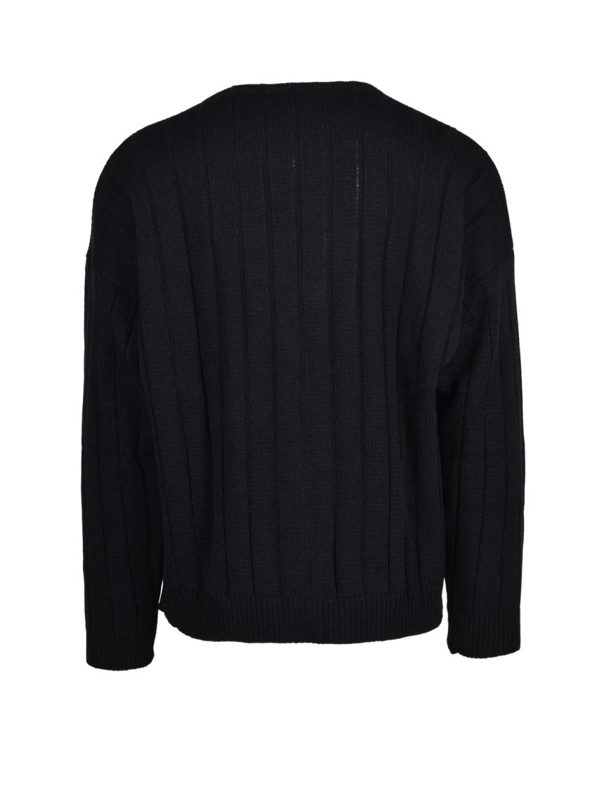 Daniele Alessandrini Black Wool-Blend Zip Cardigan