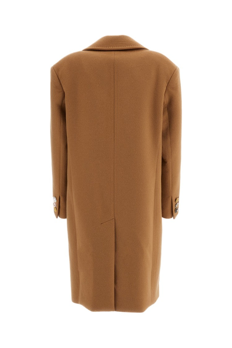 Junya Watanabe Camel Wool-Cashmere Jewel Button Double-Breasted Coat