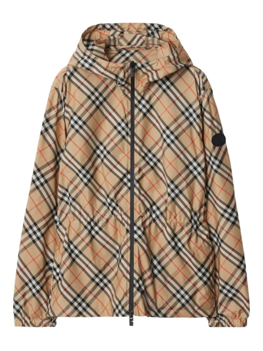 Burberry Hooded Casual Jacket With Classic Check Pattern