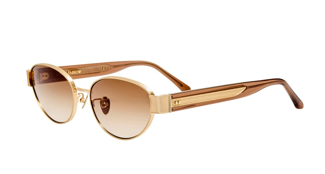 Linda Farrow Lfl Round Gradient Lenses With Gold-Tone Metal Frame