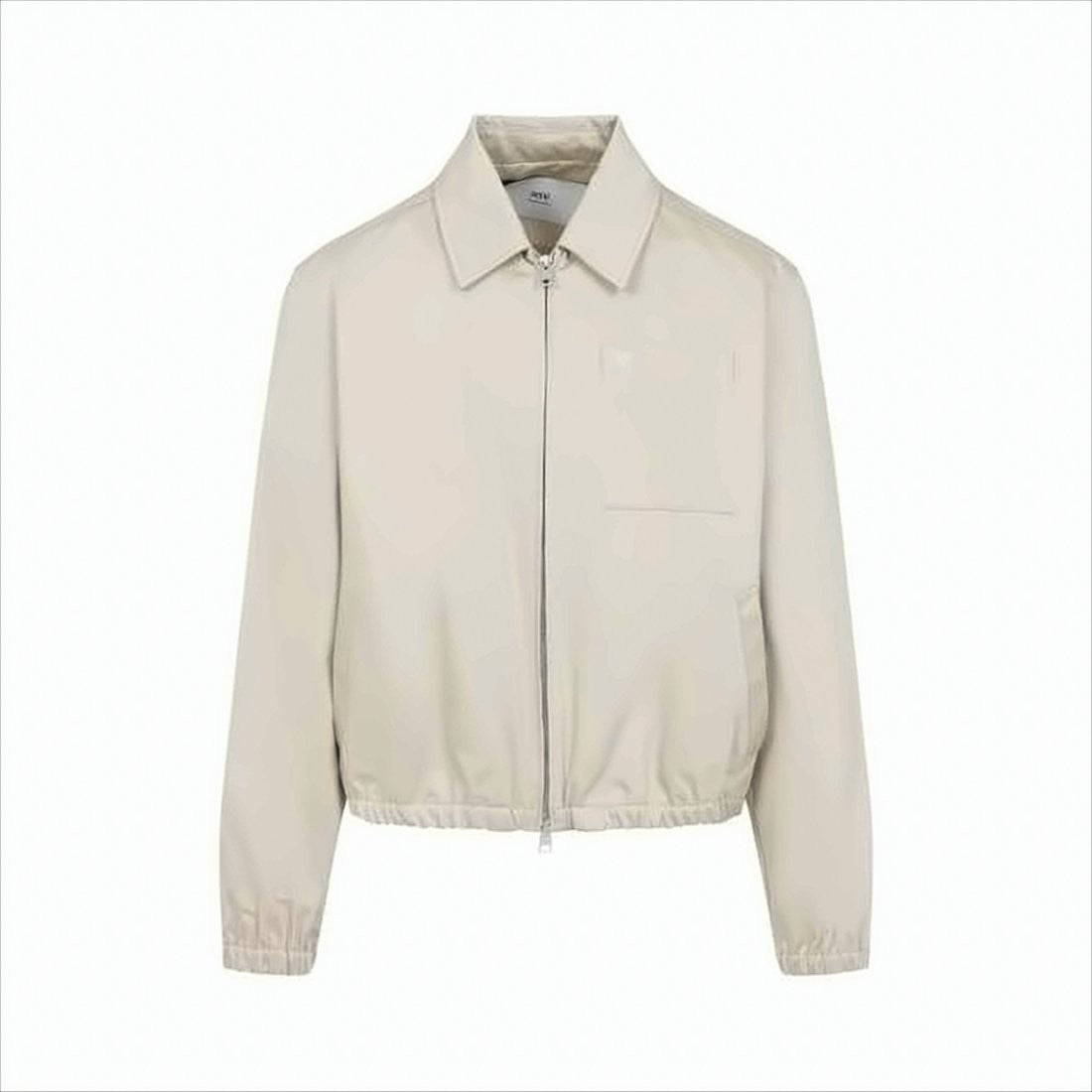 Ami Paris Minimalist Cotton Bomber Jacket With Embroidered Chest Pocket