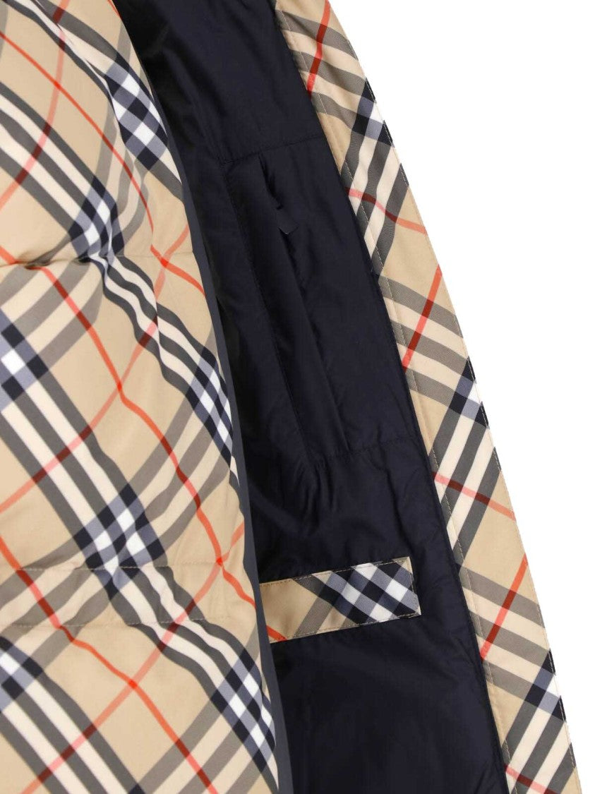 Burberry Beige Check Hooded Down Jacket