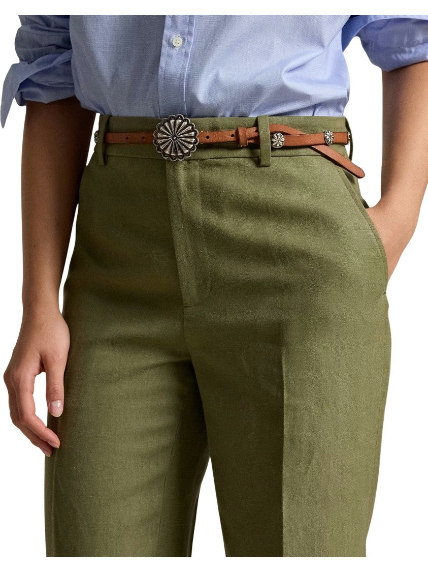 Polo Ralph Lauren High-Waisted Straight Trousers In Linen And Hemp Blend
